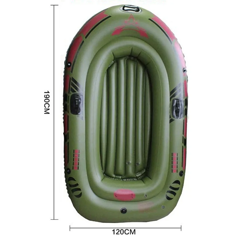 190cmx120cm 190*120cm 2-Person Green Kayak PVC Inflatable Boat Rubber Inflatable Boat Oars Air Pump Rope Set - Цвет: 190cmx120cm