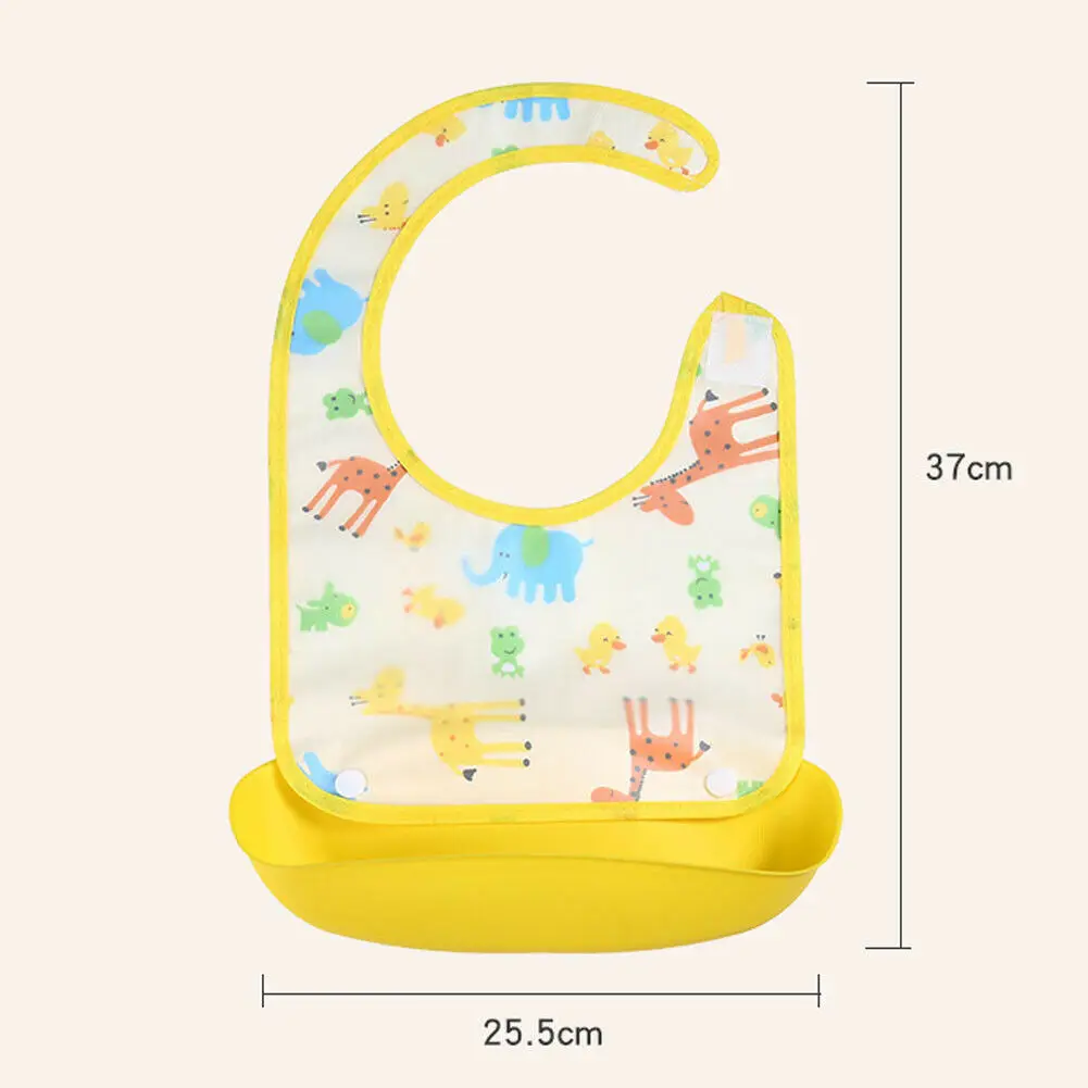 Cute Baby Girls Boys Cartoon Print Waterproof Bibs Kids Dinner Feeding Bibs Baby Bibs Baby Stuff
