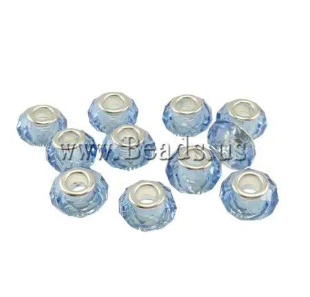 Free shipping!!!European Crystal Beads Designs Rondelle sterling silver double core without troll Sapphire 14x9mm|core monitor|bead headbandbead |