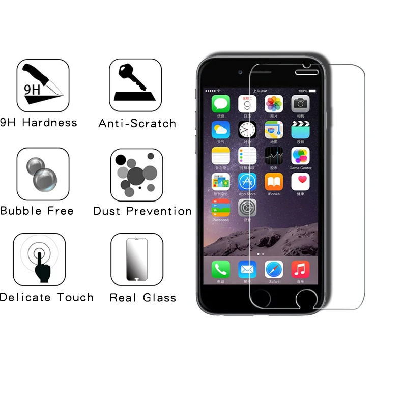 Защитное закаленное стекло для iphone 6, 7, 5 s, se, 6, 6s, 8 plus, стекло для iphone 7, 8, x, XS max, XR, Защитное стекло для экрана на iphone 7, 6s, 8