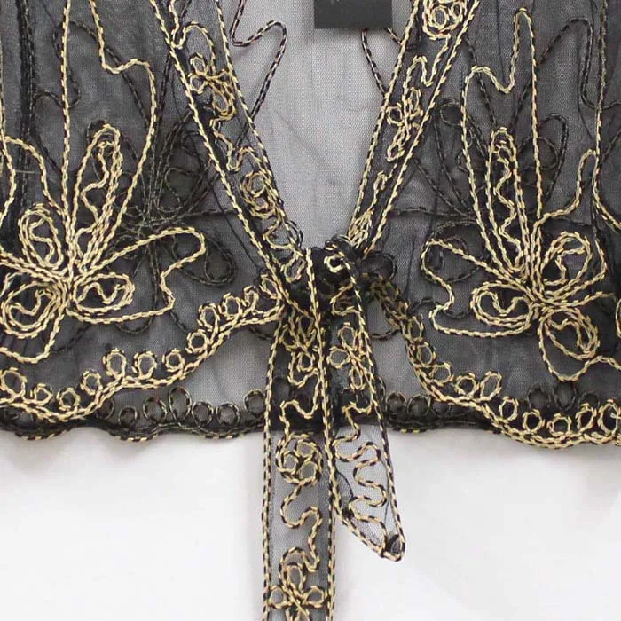 Женский винтажный короткий кардиган кружевной сетчатый пиджак большого размера