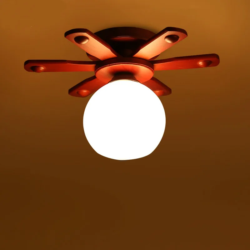 Американский Сельский Творческий Винтаж ясень Стекло LED E27 потолочный светильник