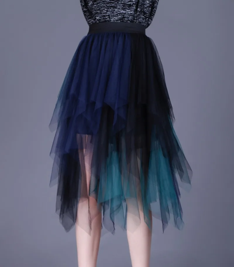 

Tulle Skirts Womens Fashion Elastic High Waist Mesh Tutu Skirt Pleated Long Skirts Midi Skirt Saias Faldas Jupe Femme