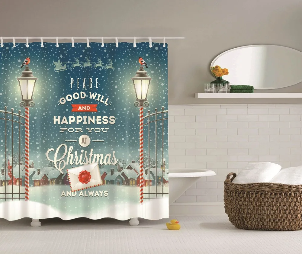 Современная Классическая Рождественская занавеска для душа мир добрый будет