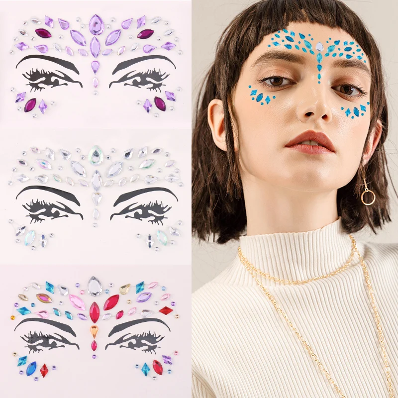 Временные татуировки флэш лицо ювелирные изделия горный хрусталь Декоративные