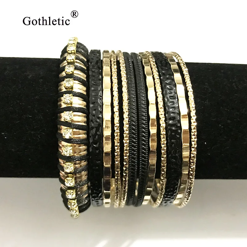 Gothletic 10 19 шт./компл. цветной многослойный браслет в индийском стиле золотого цвета