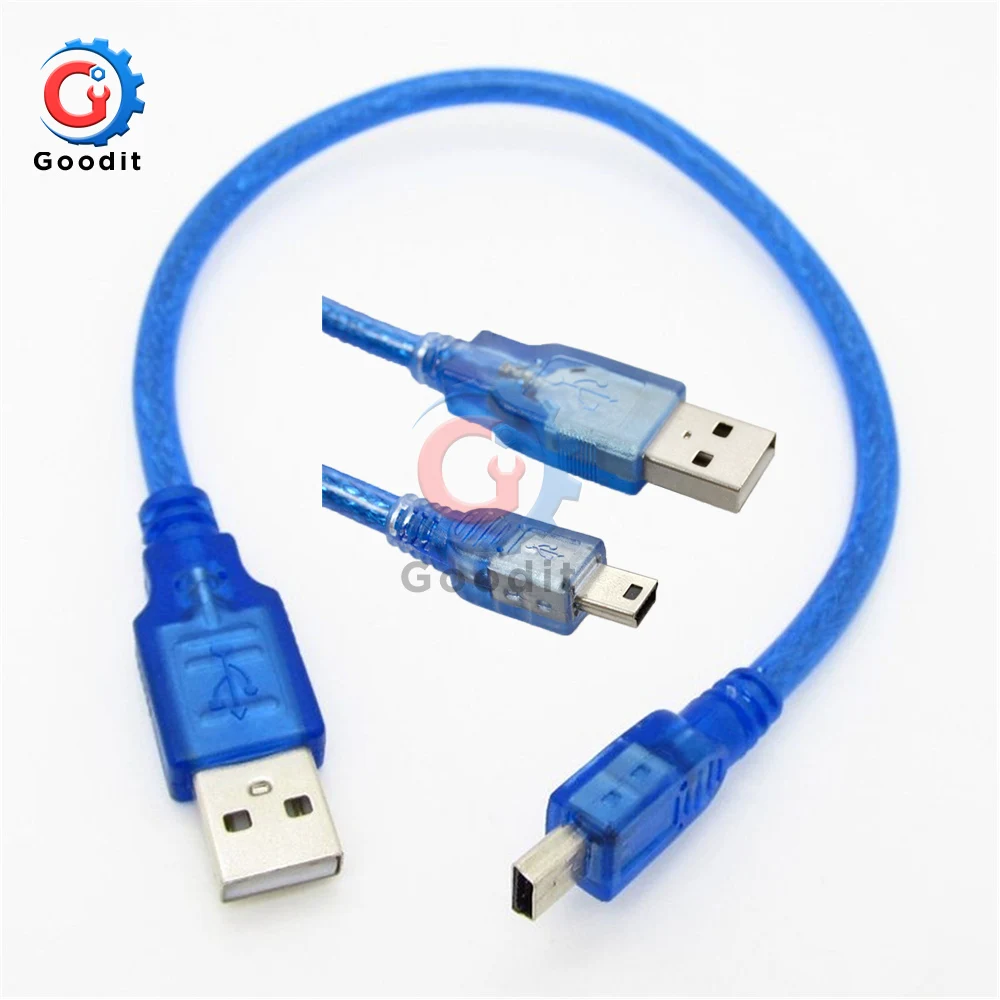 

30cm USB 2.0 A Male To Mini B 5pin Male PC Data Cable Cord for Arduino MCU Nano 3.0 Pro Also for Old Mobile Phone