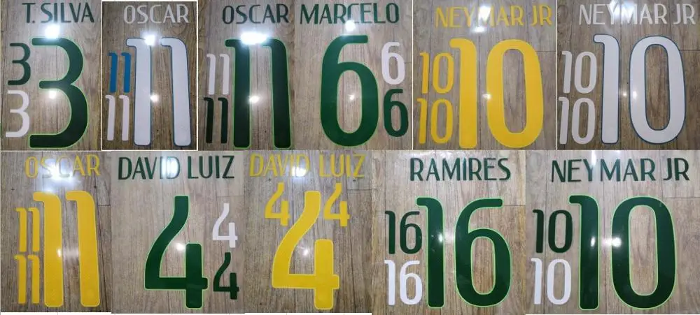 2014 Бразилия DAVID LUIZ RAMIRES NEYMAR JR OSCAR T. SILVA PAULINHO MARCELO nameset patch badge|Заплатки| |