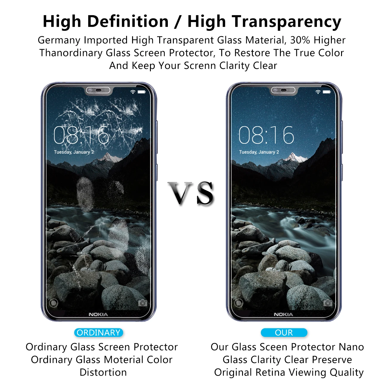 2.5D 0 26 мм 9H Премиум Закаленное стекло для Nokia 6 1 Plus (Nokia X6) 5 8 &quotЗащитная пленка