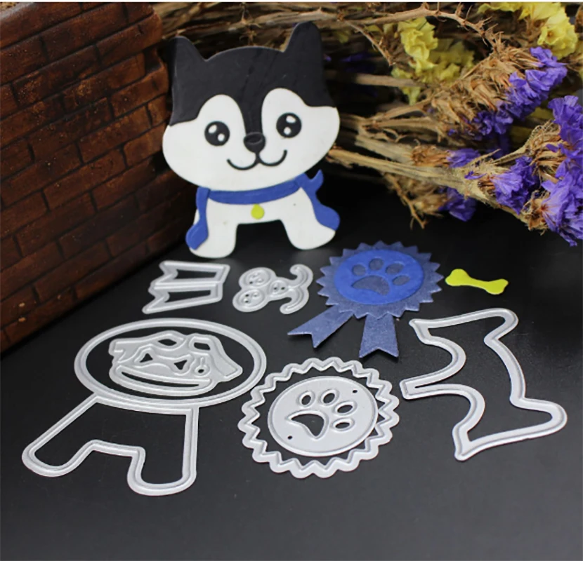 AZSG Black puppy metal cutting mold DIY clip art album decoration supplies embossing paper card production | Дом и сад