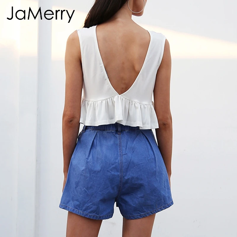 JaMerry Sexy V средства ухода за кожей шеи кружево мини укороченный футболки для женщин
