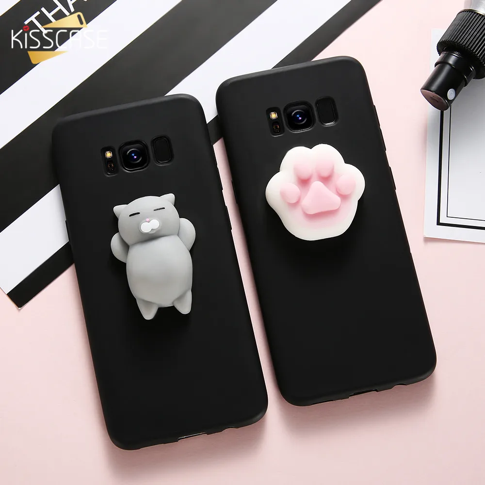 KISSCASE милый мягкий чехол с кошкой для Samsung S7 S6 Edge S8 plus милыми животными телефона Note 8