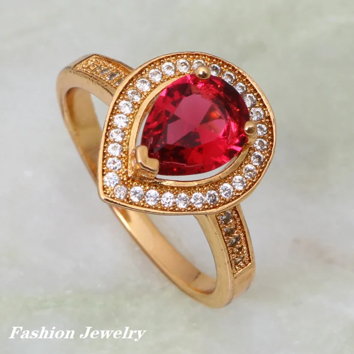 Женское кольцо красное из желтого золота размер 6 7 5 R120 | Украшения и аксессуары