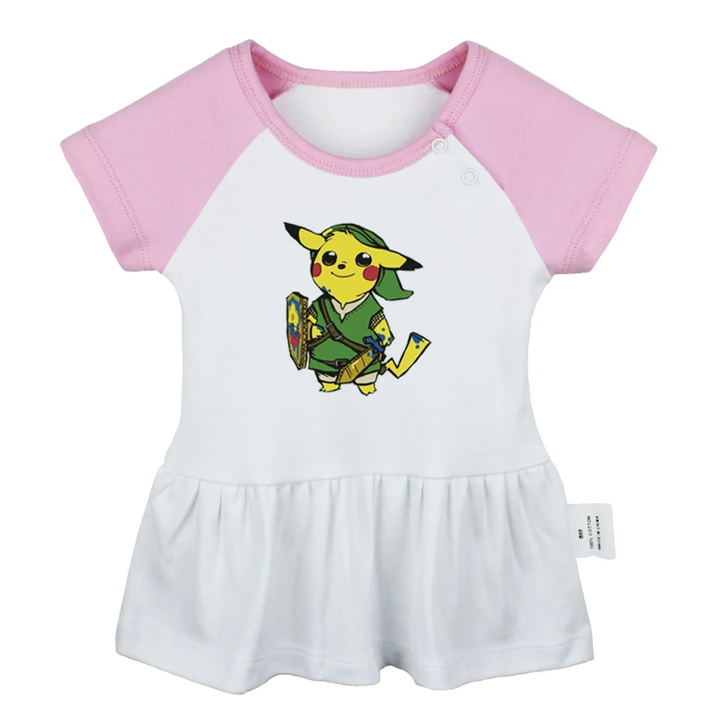 Милые платья для новорожденных девочек с принтом Покемон Пикачу пепельная шляпа
