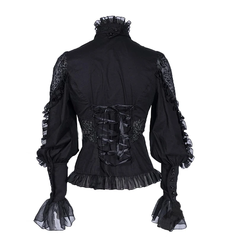 2018 весенние готические рубашки с длинным рукавом женские блузки черные
