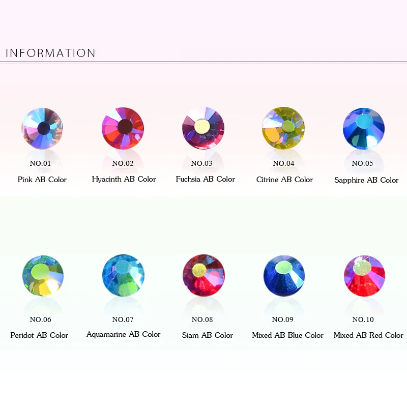 Разноцветные кристаллы AB разных размеров для дизайна ногтей Стразы без горячей