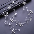 Повязка на голову женская, серебристого цвета, длиной 50 см