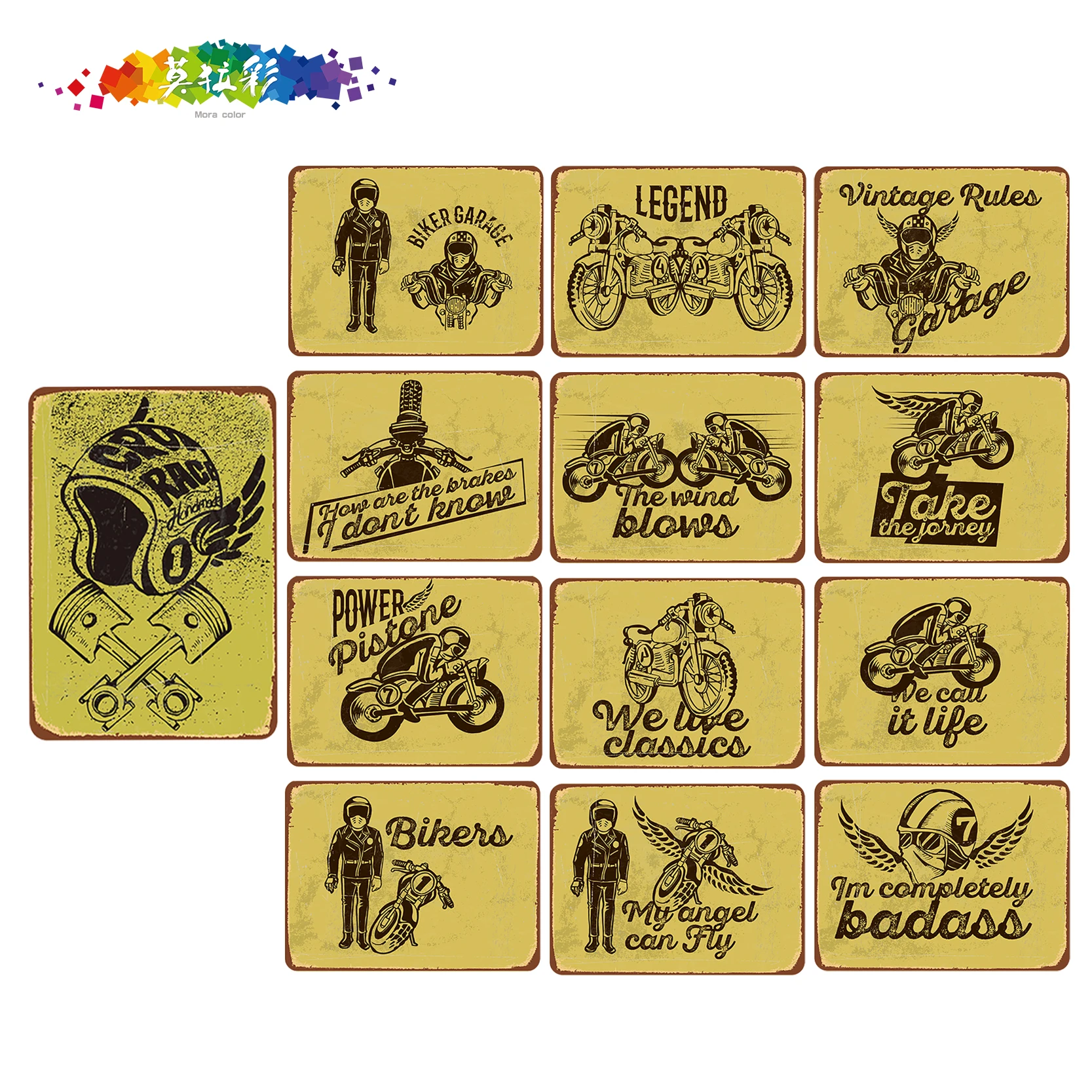 Цветные ретро мотоциклетные декоративные подвесные картины Moura оловянный постер