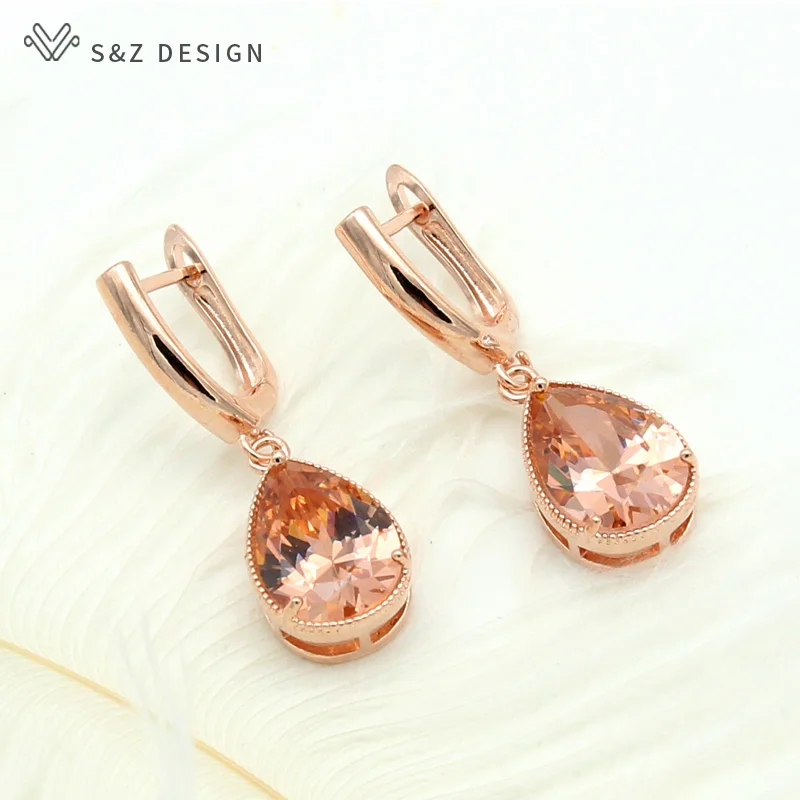 Женский комплект украшений S & Z серьги подвески из розового золота 585 пробы с