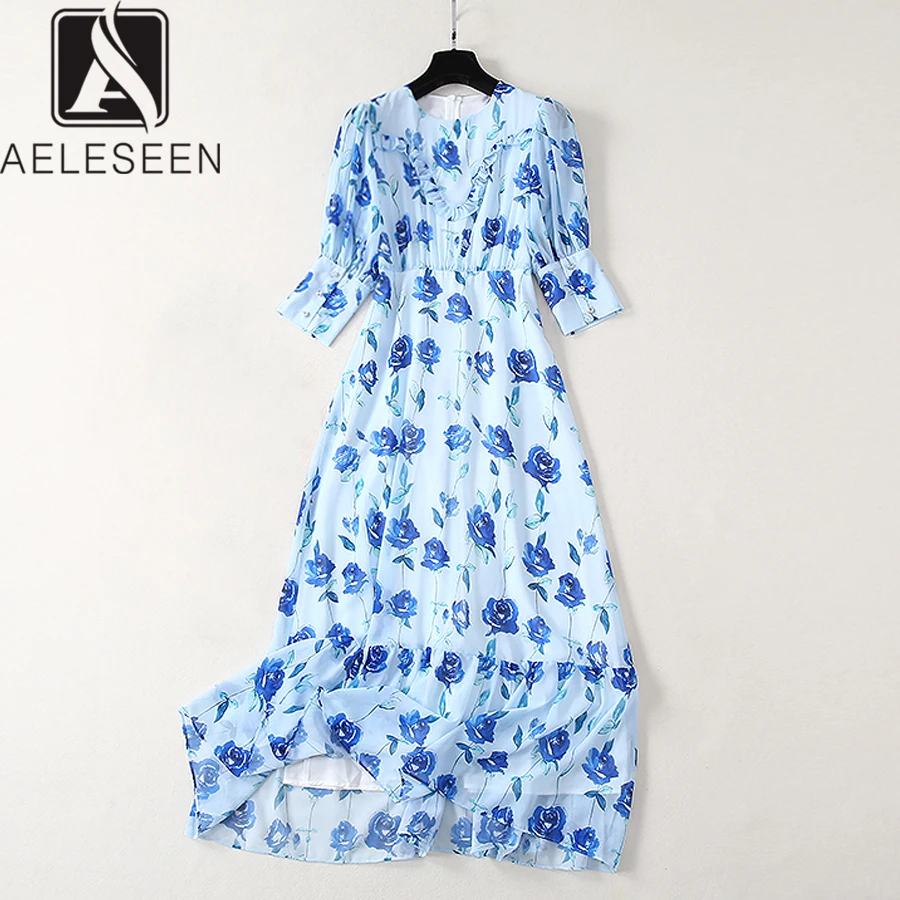 AELESEEN высокое качество Boho женские платья 2019 Модное шифоновое платье с цветочным