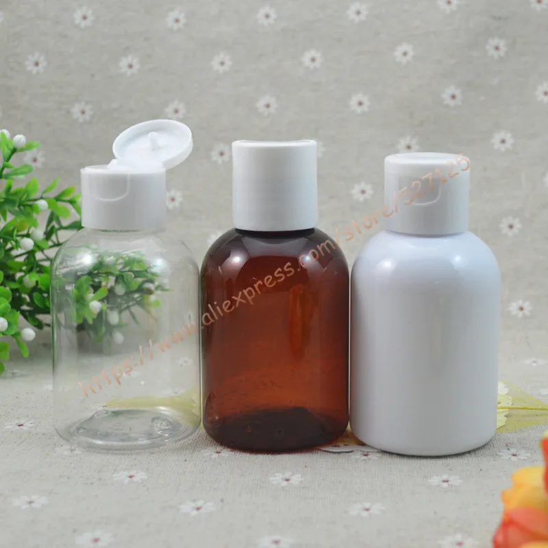100ml прозрачный/коричневый/жемчужно-белая бутылочка PET с белым флип/диск Пластик