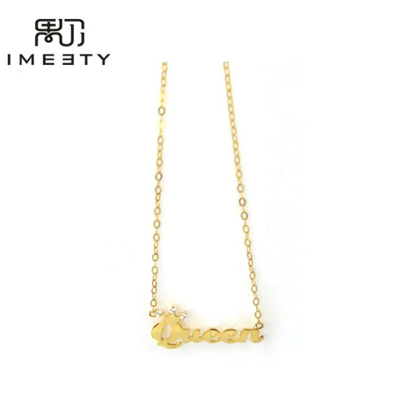 Ожерелье IMEETY с короной и именем ребенка ожерелья цирконами камнями ручной работы