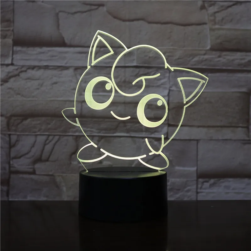 Jigglypuff Детский светодиодный ночник Покемон го огонь кошка ночник для детской спальни Декор Свет Праздничный Подарок детский светодиодный ночник 3d - Испускаемый цвет: Jigglypuff