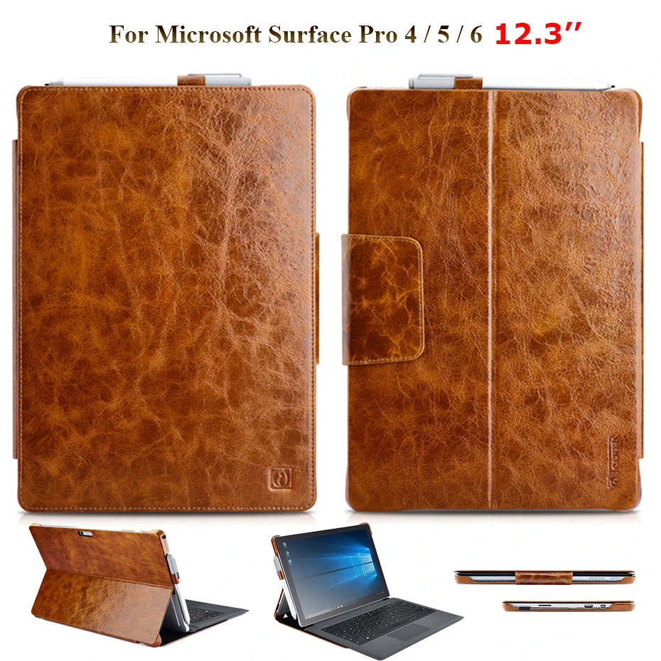 Icarer Чехол книжка чехол для microsoft Surface Pro 6/5/4 из натуральной кожи с откидной крышкой
