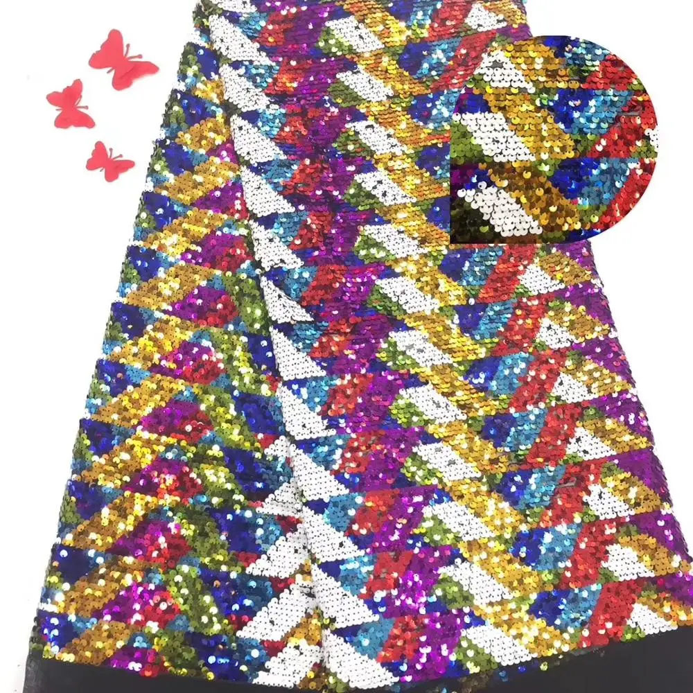 

African Sequins Lace Fabric 2019 Nigerian French Tulle Lace with Sequins Embroidery Lace Fabric for Dress JIAJUL221