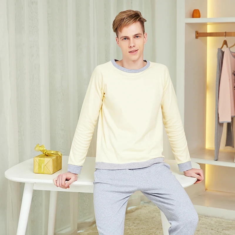 Mens Pajamas Sets Long Indoor Casual Lounge wear Quality Cotton Nighties for Men Sleep Shirts+ Pajama Pants