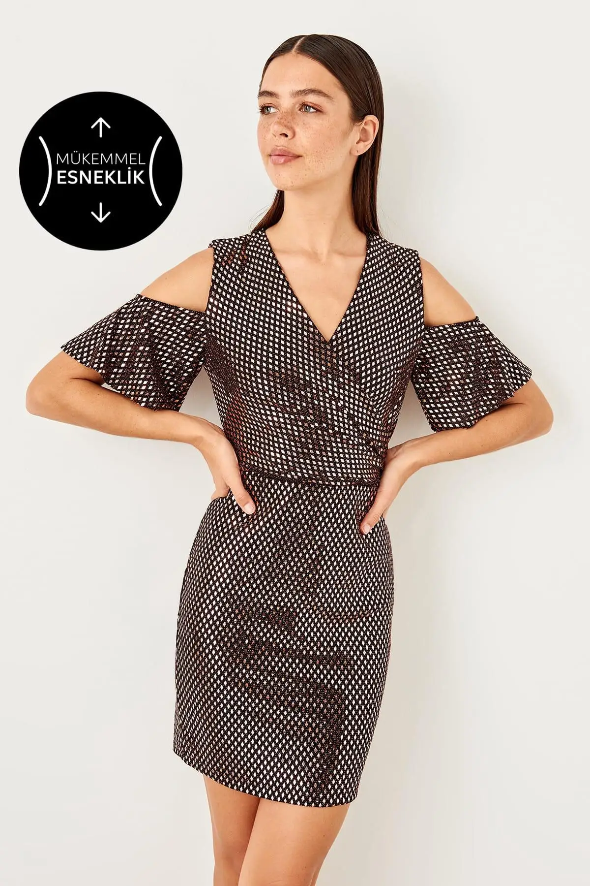 Trendyol бронзовое платье с оборкой TPRSS19YL0003|Женские платья| |