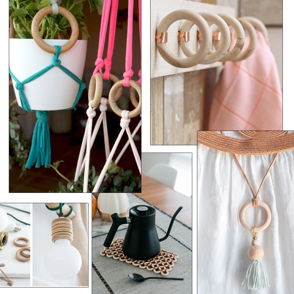 DIY 2 6 см деревянные бусины подвесные соединители кольцо круги из натурального