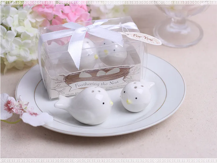 Керамический шейкер для соли и перца с милыми сердечными птицами свадебные