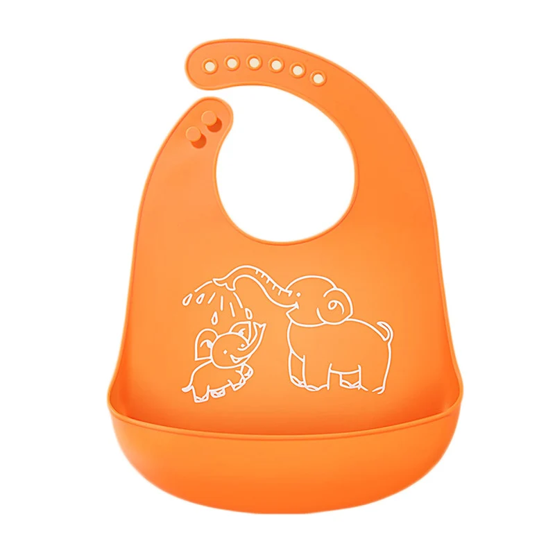 orange style 1 Детские нагрудники с мультяшными принтами, Водонепроницаемый Регулируемый силиконовый детский нагрудник для мальчика и девочки, фартук для кормления ребенка - Цвет: orange style 1