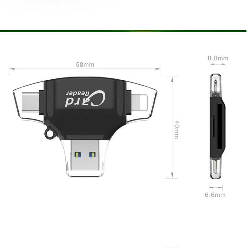 Многофункциональный Micro SD кард-ридер 4 в 1 тип-c OTG карта памяти для камеры TF карта Micro USB SD адаптер для iPhone iPad samsung Hu