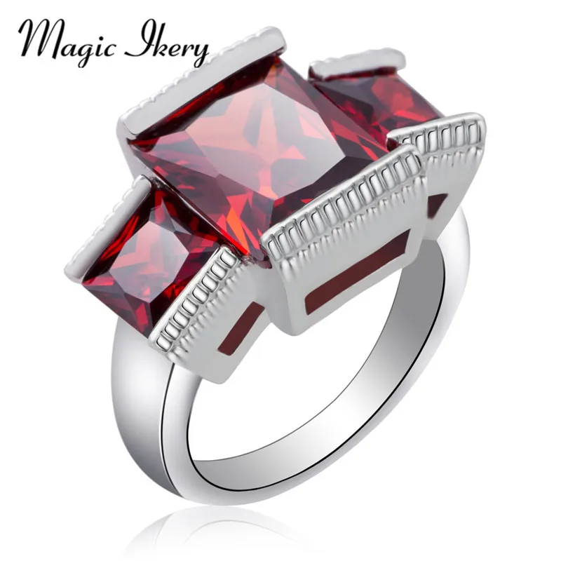 Magic Ikery Luxury Big Red CZ Rhinestone Ring For Men Women Wedding Exaggeration Rings Fashion Jewelry Gift MMR79 | Украшения и
