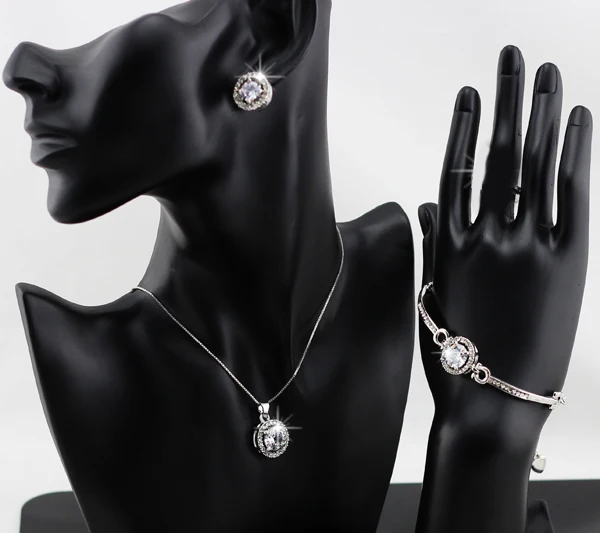 Комплект из колье серёг и браслета с фианитами|brand jewelry sets|jewelry setsquality set |