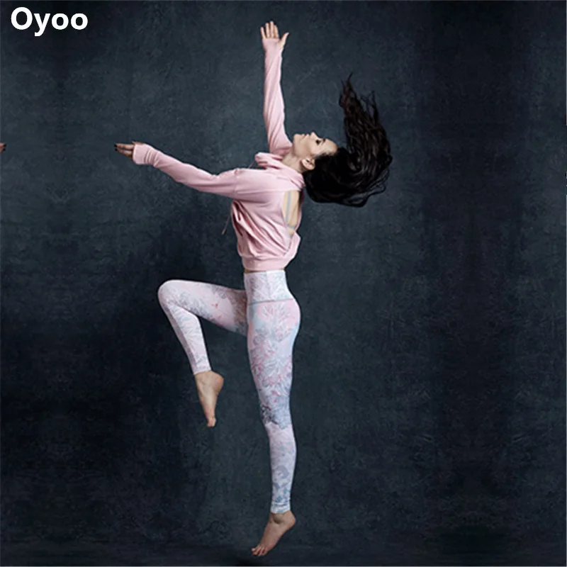 Спортивные Леггинсы Oyoo с цветочным принтом и высокой талией милый женский