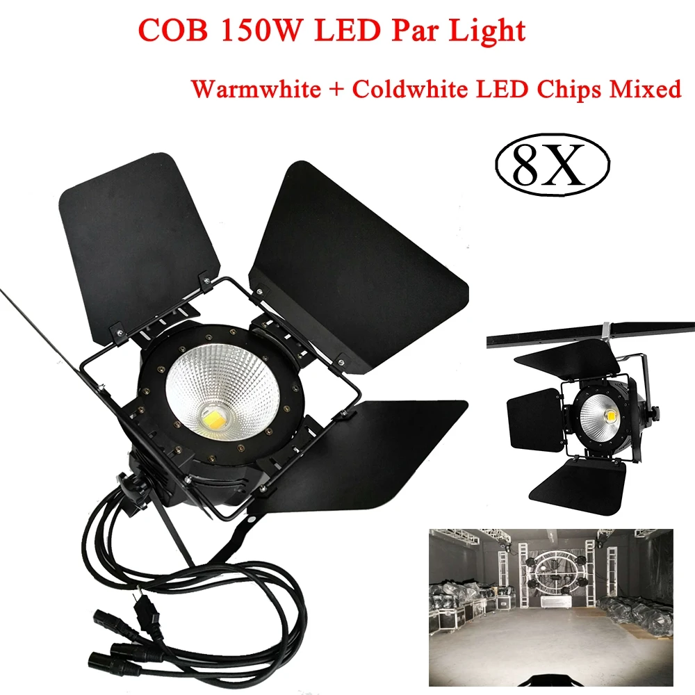 

High Power 150W RGBW 4IN1 COB LED Par Light / Warm White And White With Barn Door LED DMX Disco DJ Stage Wash Effect Light