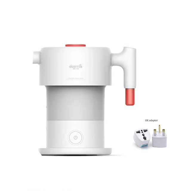 Add UK Adapter Xiaomi Mijia Deerma 0.6L складной портативный чайник для воды ручной Электрический колба для воды горшок авто защита от пауэрта проводной чайник - Цвет: Add UK Adapter