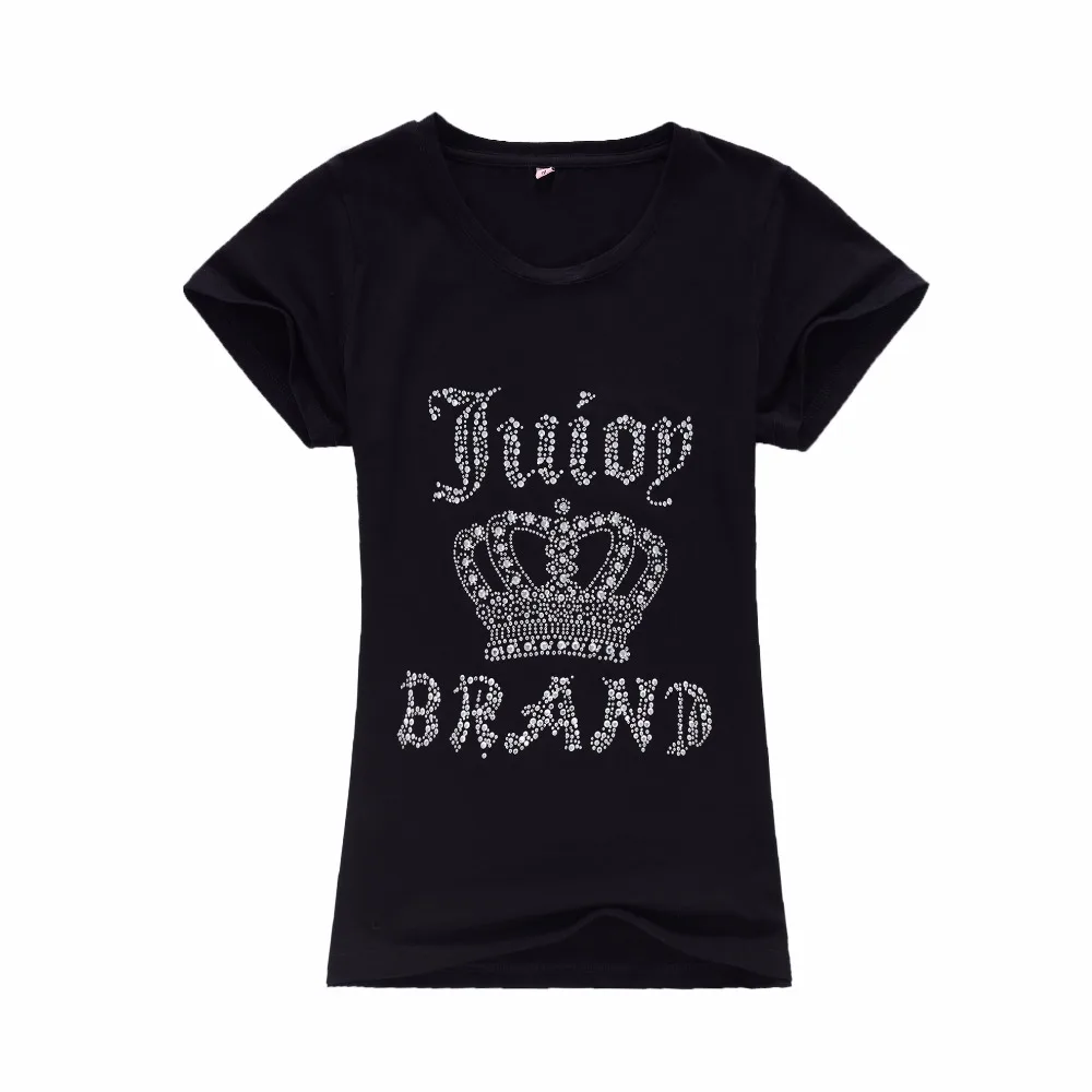 Повседневная Женская футболка с узором из страз 5 цветов | одежда