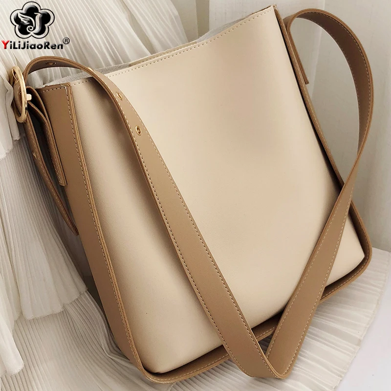 Новая Элегантная большая кожаная сумка на плечо женские модные сумочки набор