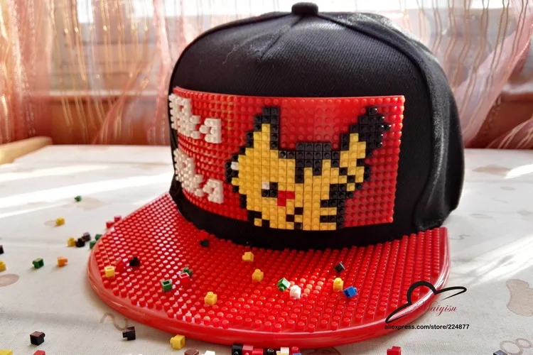Бейсбольная кепка Pokemon Go Brick Pikachu, бейсболка в стиле хип-хоп, Кепка Snapback для мужчин и женщин, кепка со съемными блоками