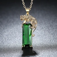 2021 new arrival gold leopard pendants necklaces for women girls charm green crystal panther animal necklace copper jewelry
