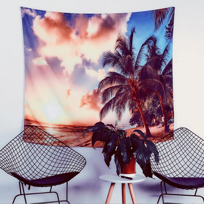 Бохо стиль печать перо колокольчик Фламинго тропический растения кактус гобелен