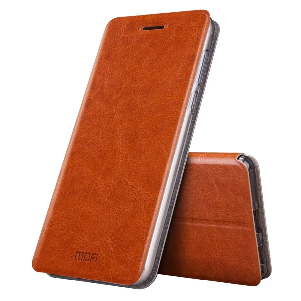 Brown MOFI для Xiaomi Redmi 4 Чехол 5,0 дюймов Xioami Redmi 4 Флип кожаный чехол тонкий силиконовый чехол для Redmi 4 Чехол - Цвет: Brown