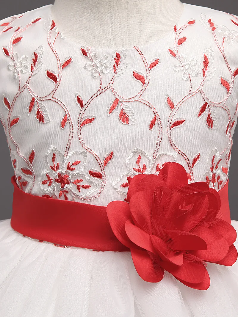 Романтические платья для девочек с цветочным рисунком бальные детей белое