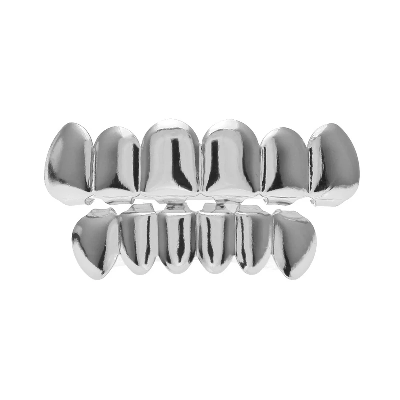 Silver C Хип-хоп ЗУБЫ Grillz набор золото серебро Топ и Bootom Groll Зубы вампира Панк зубы грили Косплей зубы колпачок Хэллоуин ювелирные изделия R40 - Окраска металла: Silver C