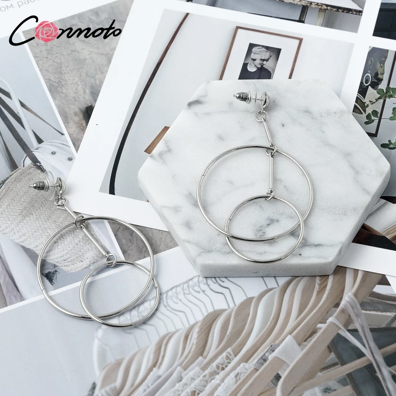 Conmoto Простые модные серьги кольца серебристого цвета украшения и аксессуары для