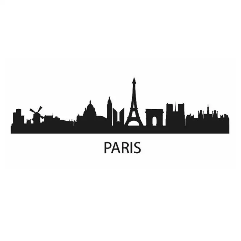 PARIS City Decal Landmark Skyline Wall Stickers Sketch Decals Poster Parede Home Decor Sticker
